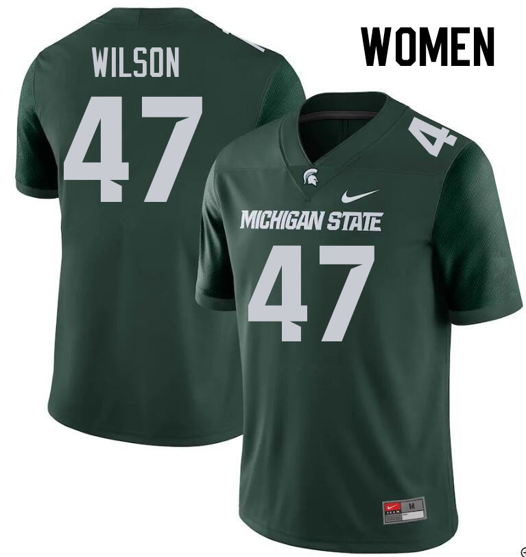 Women #47 Jaxson Wilson Michigan State Spartans College Football Jerseys Stitched Sale-Green